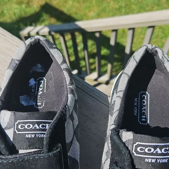Coach Priya Hook-and-Loop Sneakers Monogram Black Gray Size 8 - Picture 3 of 6